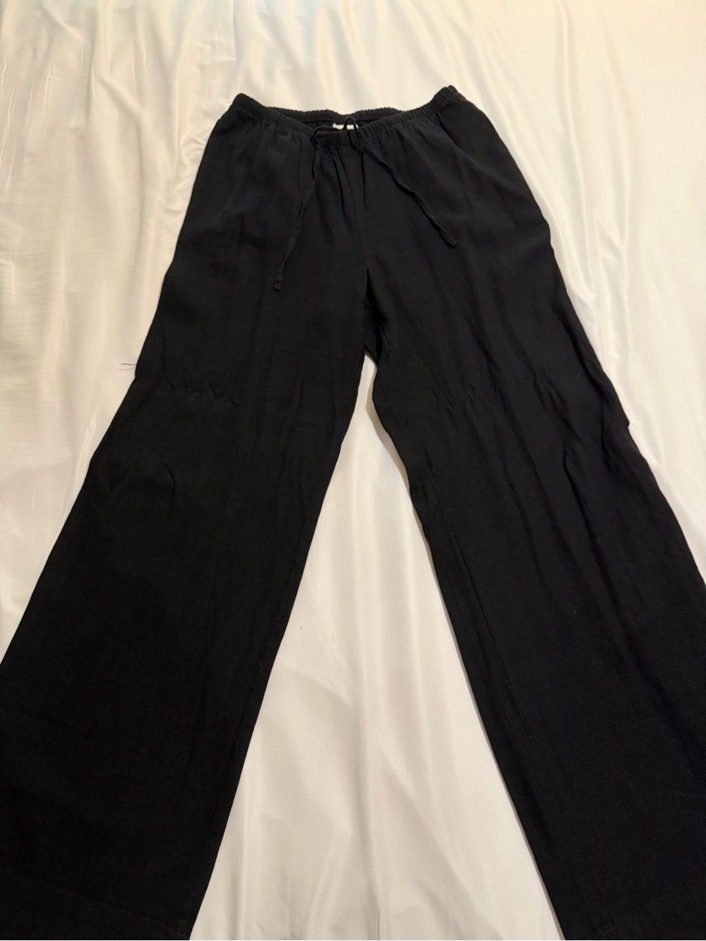 a new day Black Wide-Leg Drawstring Joggers